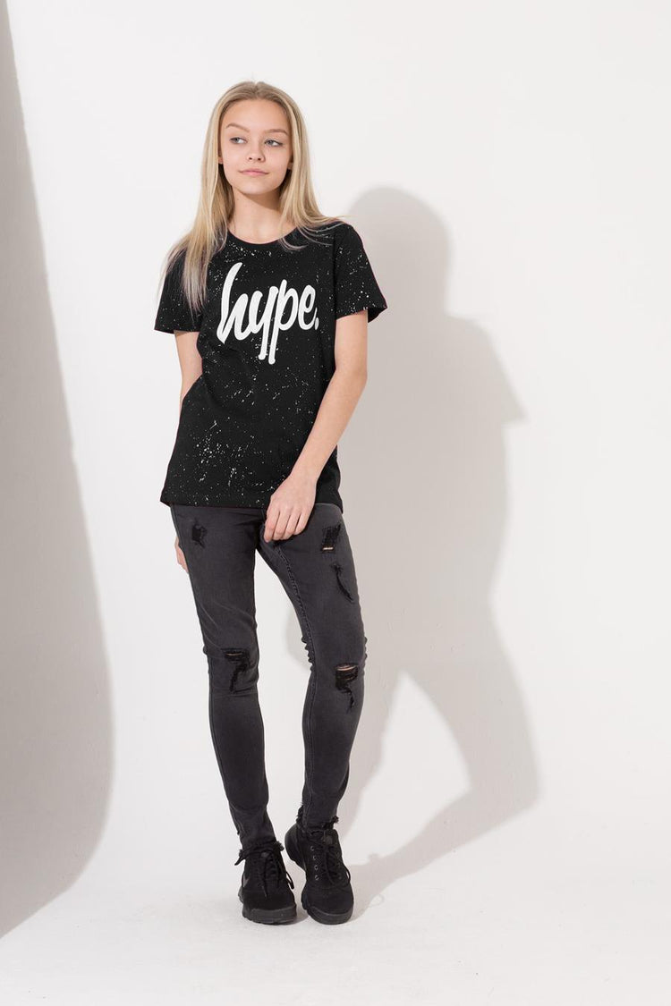 Hype Black Aop Speckle Kids T-Shirt