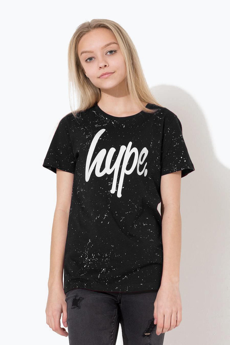 Hype Black Aop Speckle Kids T-Shirt