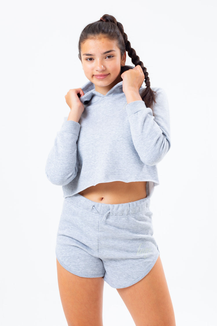 HYPE TWO PACK PINK & GREY GIRLS CROP PULLOVER HOODIES