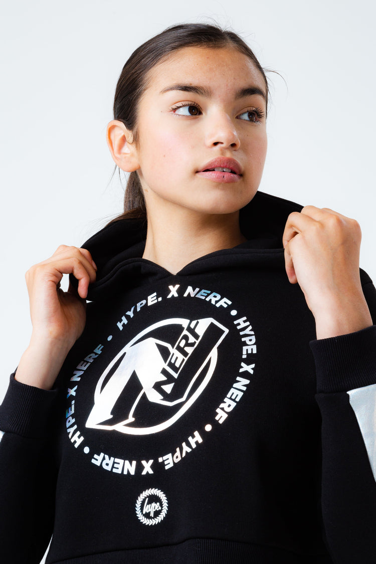 HYPE X NERF HOLO LOGO KIDS CROP PULLOVER HOODIE