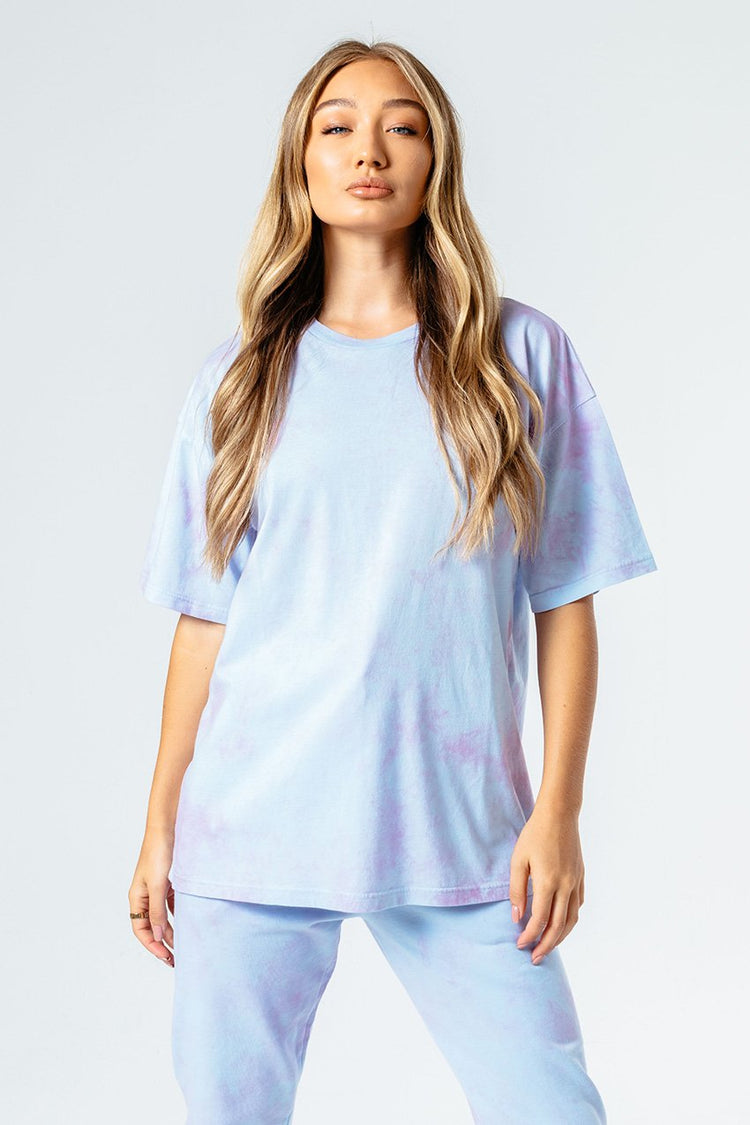 Hype Blue & Pink Tie Dye Women'S Oversized T-Shirt
