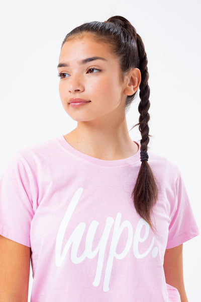 HYPE WASHED BABY PINK SCRIBBLE LOGO KIDS  T-SHIRT