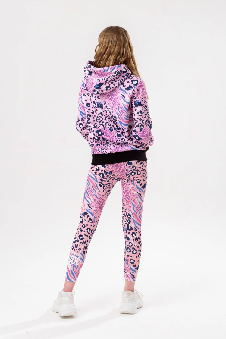 HYPE GIRLS ABSTRACT LEOPARD HOODIE