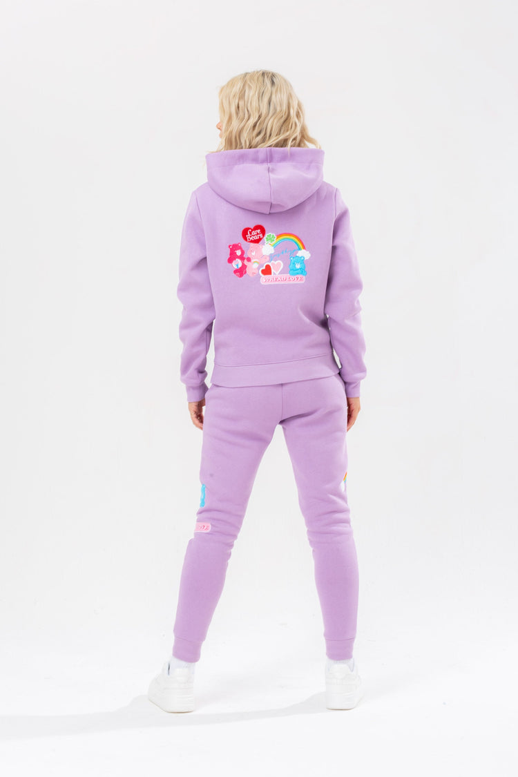 HYPE X CARE BEARS WOMENS LILAC EMBROIDERED SCRIBBLE HOODIE
