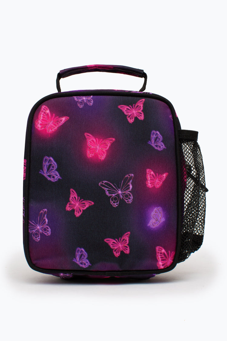 HYPE PINK AND PURPLE CHROME GLOW BUTTERFLY LUNCH BOX
