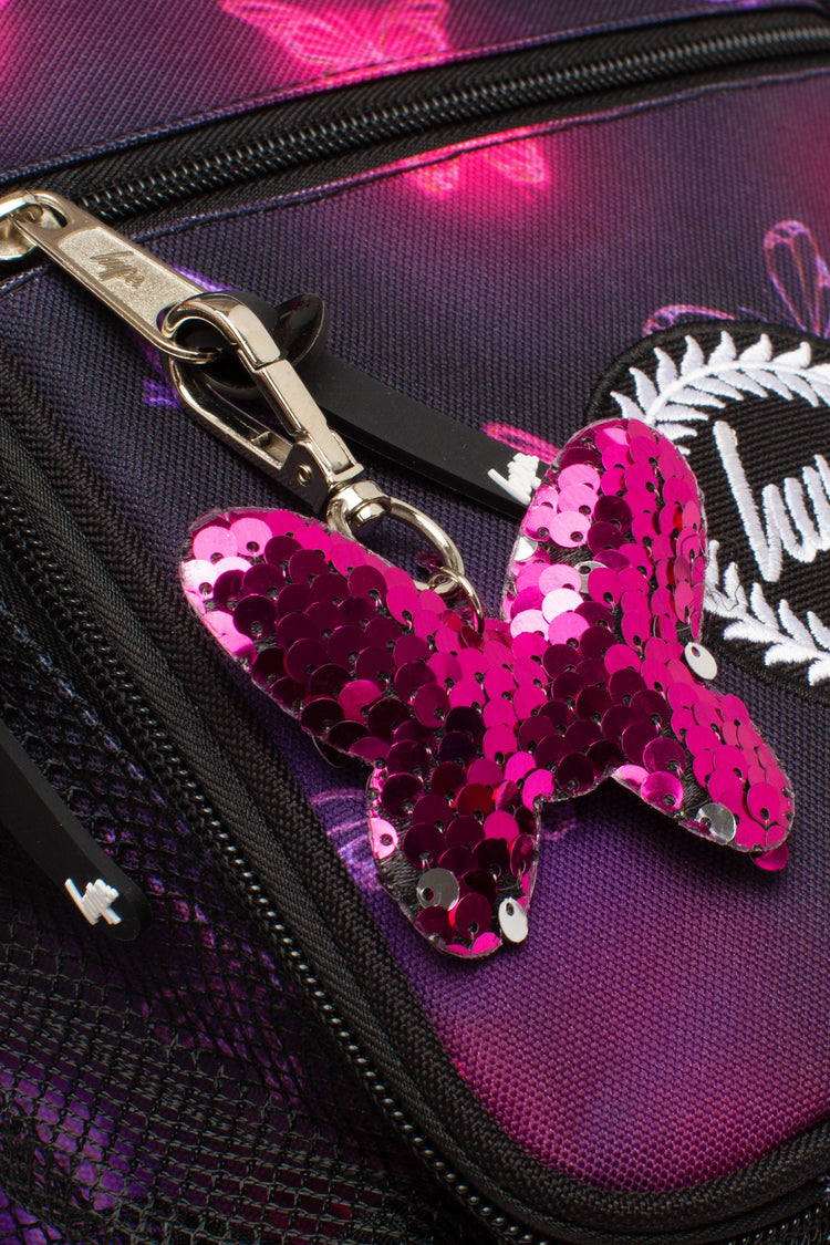 HYPE PINK AND PURPLE CHROME GLOW BUTTERFLY LUNCH BOX