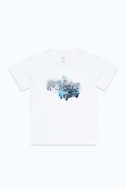 HYPE X HARRY POTTER MENS WHITE FORD ANGLIA T-SHIRT