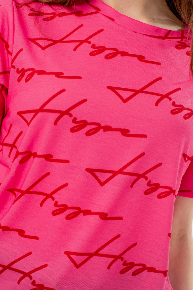 HYPE GIRLS PINK TRACK SCRIBBLE T-SHIRT